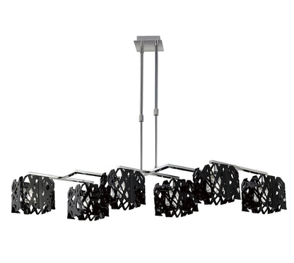 Mantra Tokio Rectangular Telescopic 6 Light G9 Line, Gloss Black/Polished Chrome