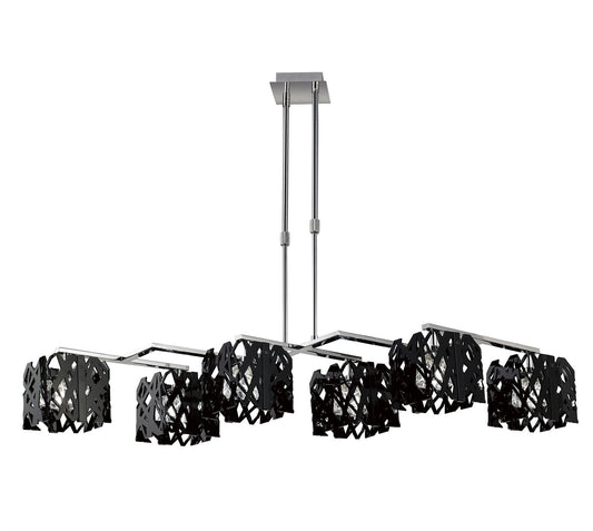 Mantra Tokio Rectangular Telescopic 6 Light G9 Line, Gloss Black/Polished Chrome