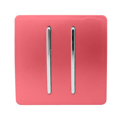 Trendi 2 Gang 3 Way Intermediate Artistic Modern Glossy 10 Amp Rocker Light Switch Strawberry