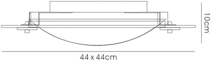 Diyas Leo Square Flush  3 Light E27 Black Chrome/Smoked Mirror Ceiling Light Fitting