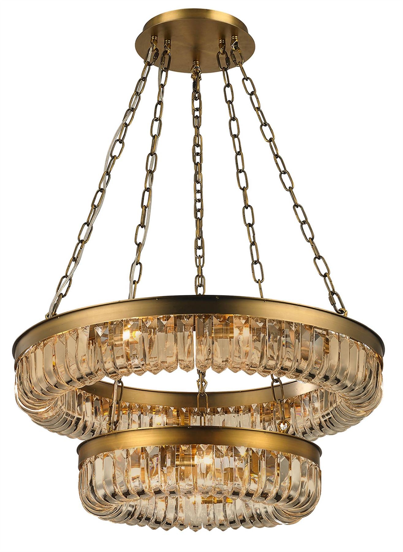 Inspired Special Pendant 16 Light G9 Brown Brass/Amber Crystal, Item Weight: 18.30kg