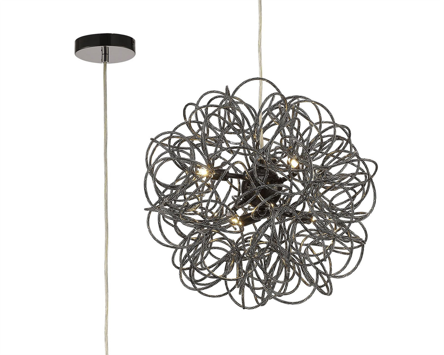 Deco Cassidy Pendant Round Interwinding Aluminium 6 Light G9 Black