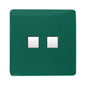 Trendi 2 Gang RJ45 Cat 6 PC Ethernet & Modern Designer Telephone Slave Sockets in Dark Green