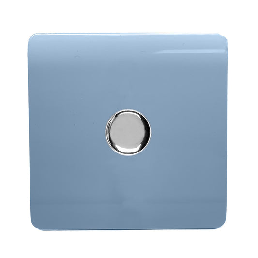 Trendi 1 Gang 2 Way 150w LED Dimmer Screwless 10 Amp Wall Light Switch in Sky Blue - ART-LDM150WSK