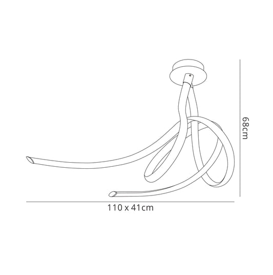 Mantra Armonia Semi Flush Large Ribbons, 60W LED, 3000K, 4500lm, Polished Chrome/Frosted Acrylic, 3yrs Warranty Ceiling