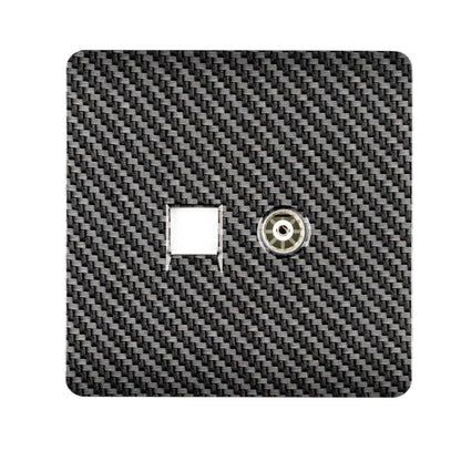 Trendi Switch 2 Gang TV Co-Axial & RJ45 Cat 5e Modern Designer PC Ethernet Sockets in Carbon Fibre
