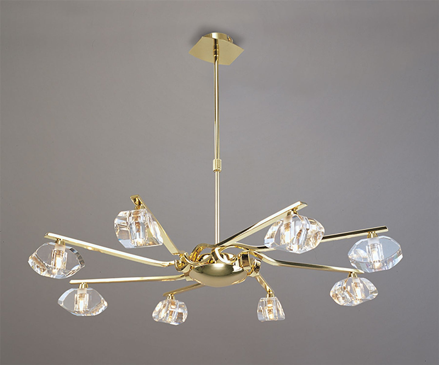 Mantra Alfa 80cm Pendant 8 Light G9, Polished Brass