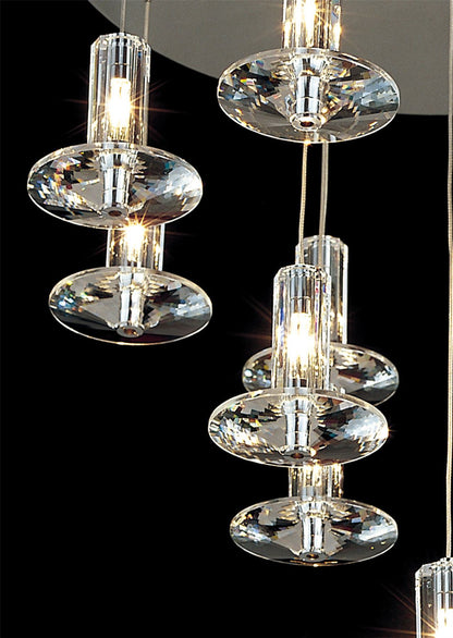 Diyas Troy 50cm  Round 13 Light G4 Polished Chrome/Crystal, NOT LED/CFL Compatible Ceiling Pendant Light Fitting