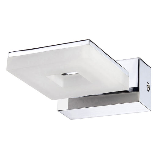 Mantra Fusion Marc Wall Light 1 Light 5W LED 3000K IP44, 450lm, Polished Chrome/Frosted Acrylic, 3yrs Warranty