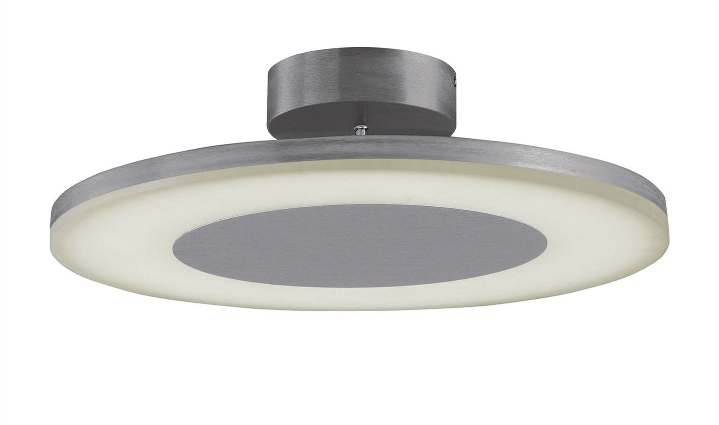 Mantra Hemisferic 48cm Ceiling 1 X 36W LED Round 3000K, 3240lm, Satin Aluminium/Frosted Acrylic, 3yrs Warranty Ceiling