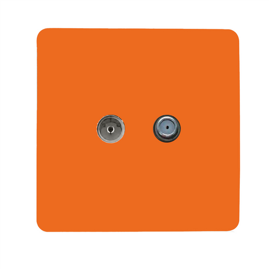 Trendi Switch Sunset Orange TV Coaxial & F-Type Satellite Socket - Screwless