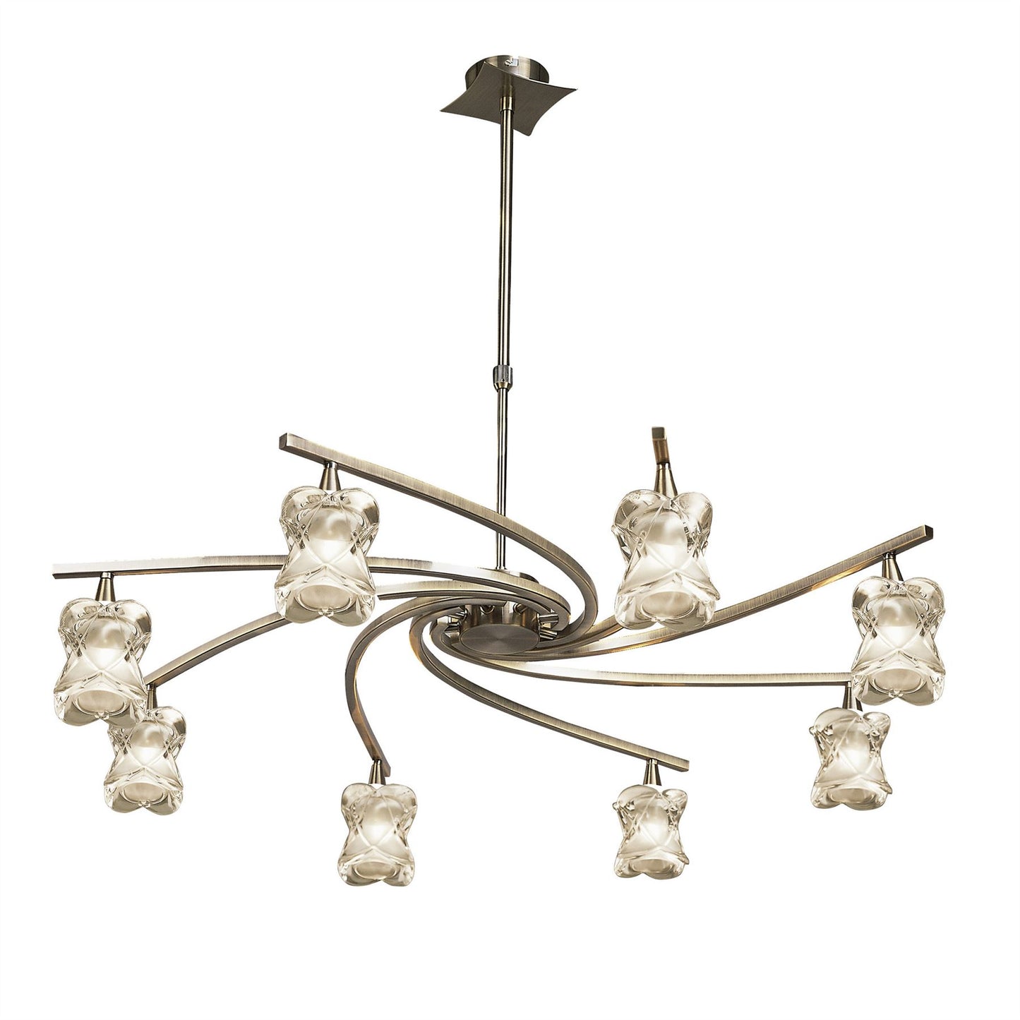 Mantra Rosa 82cm Del Desierto Telescopic Pendant 8 Light G9, Antique Brass