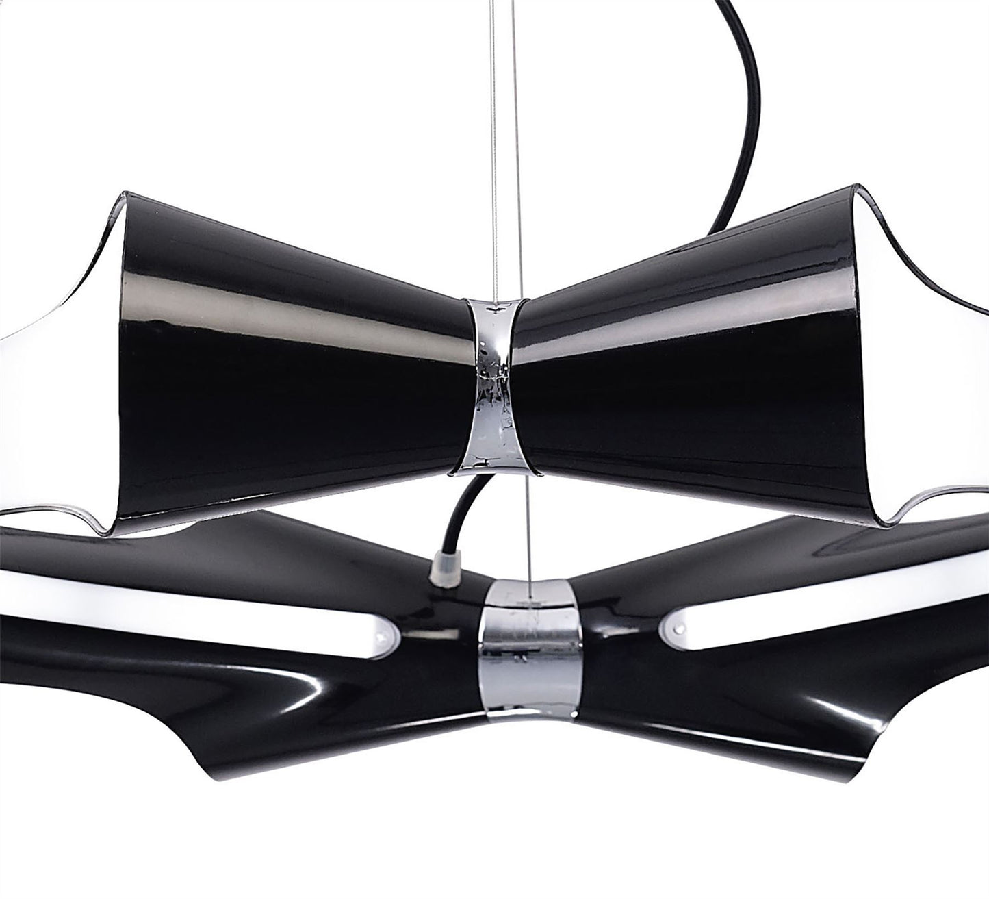 Mantra M1551 Ora Pendant 8 Flat Round Light E27, Gloss Black/White Acrylic/Polished Chrome