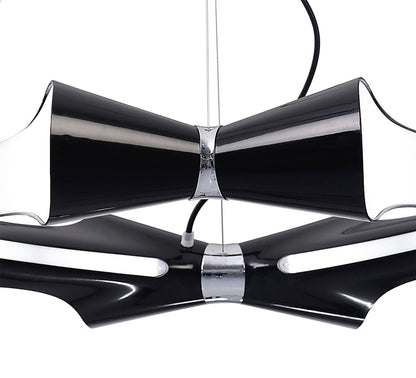 Mantra M1551 Ora Pendant 8 Flat Round Light E27, Gloss Black/White Acrylic/Polished Chrome