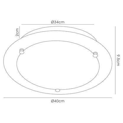 Deco Brooklyn Ceiling Light, 400mm Round, 3 Light E27 Polished Chrome
