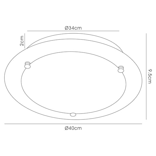 Deco Brooklyn Ceiling Light, 400mm Round, 3 Light E27 Polished Chrome