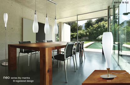 Mantra M3572 Neo Table Lamp 1 Light E27, Satin Nickel/Frosted White Glass
