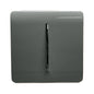 Trendi 1 Gang 2 Way 240V Screwless Raised Front Plate Plastic Artistic Modern Glossy 10 Amp Chrome Rocker Single Electrical Wall Light Switch in Charcoal Grey