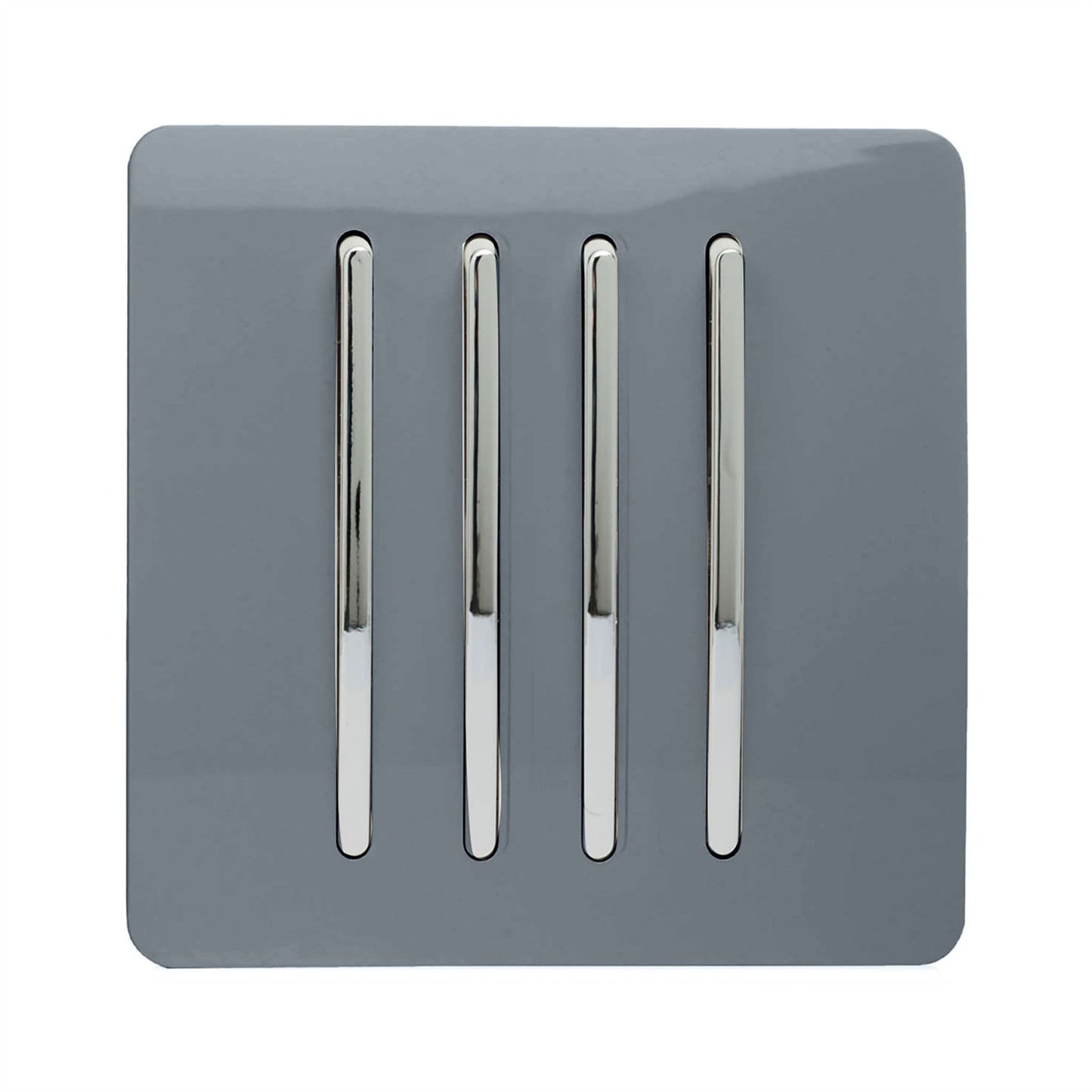 Trendi 4 Gang 2 Way Artistic Modern Glossy 10 Amp Rocker Tactile Light Switch Warm Grey