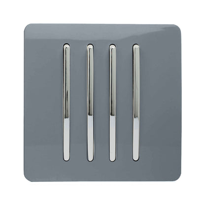 Trendi 4 Gang 2 Way Artistic Modern Glossy 10 Amp Rocker Tactile Light Switch Warm Grey