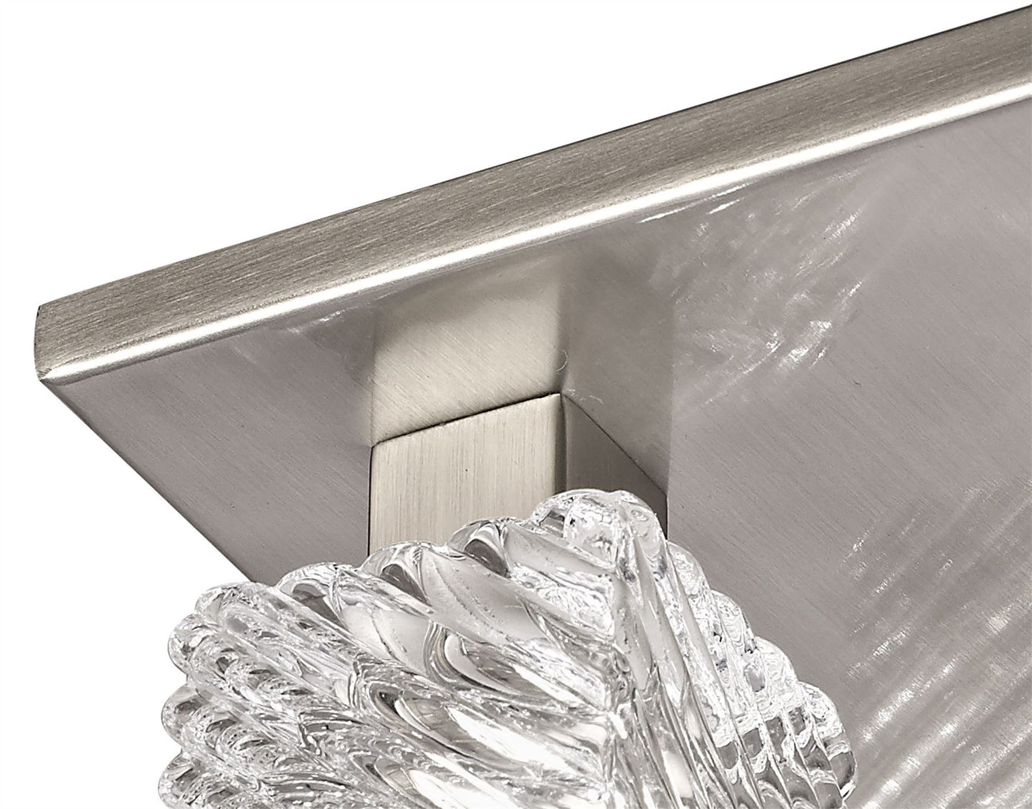 Deco Accor Ceiling Flush 5 Light G9, 230mm Square, Satin Nickel/Clear Glass