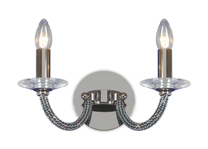 Diyas Elena Wall Light Switched 2 Light E14 Black Chrome/Crystal