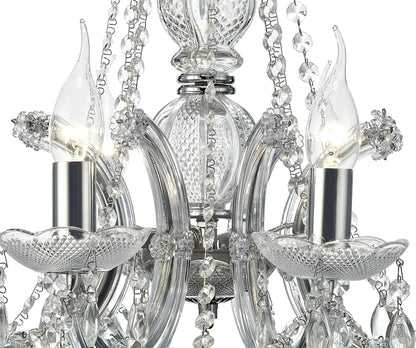Deco Gabrielle Chandelier with Acrylic Sconce & Glass Crystal Droplets 8 Light E14 Polished Chrome Finish