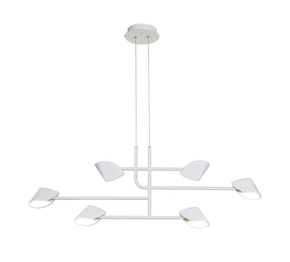 Mantra Capuccina 6 Light Linear Pendant, 45W LED, 3000K, 3100lm, White, 3yrs Warranty