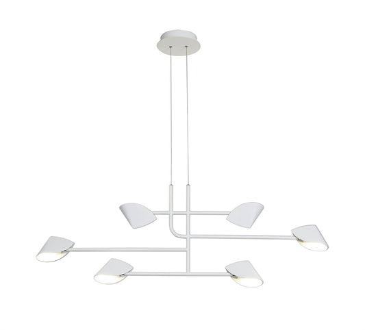 Mantra Capuccina 6 Light Linear Pendant, 45W LED, 3000K, 3100lm, White, 3yrs Warranty