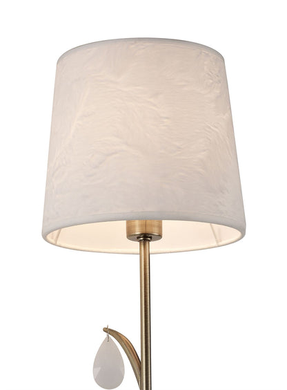 Mantra M6337 Andrea Wall Light, 1 x E14 (Max 20W), Antique Brass, White Shades, White Crystal Droplets