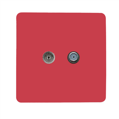 Trendi Switch Strawberry Red TV Coaxial & F-Type Satellite Socket - Screwless