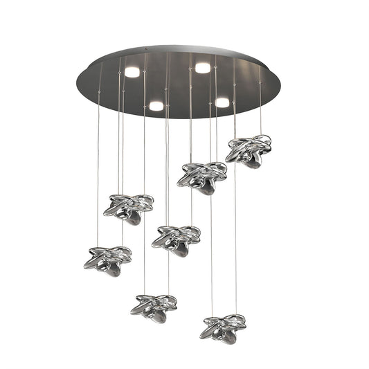Mantra M5901 Nido Pendant 75cm Round 7 + 4 Lights 42W + 20W LED 3000K, 5080lm, Chrome, 3yrs Warranty