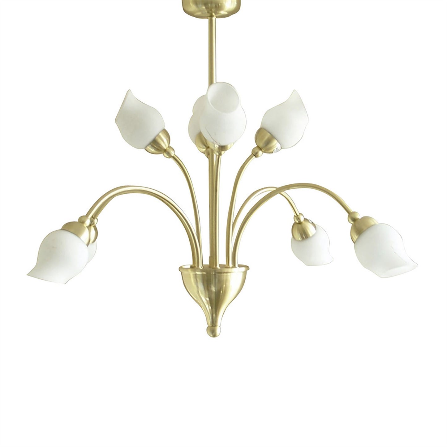 Diyas Rimini 61cm  8 Light G9 Satin Brass/Opal Glass Ceiling Pendant Light Fitting