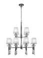 Mantra M3850 Tiffany Pendant 2 Tier 12+12 Light E14+G9, Polished Chrome with White Shades & Clear Crystal