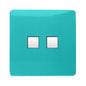 Trendi 2 Gang RJ45 Cat 6 PC Ethernet & Modern Designer Telephone Slave Sockets in Bright Teal