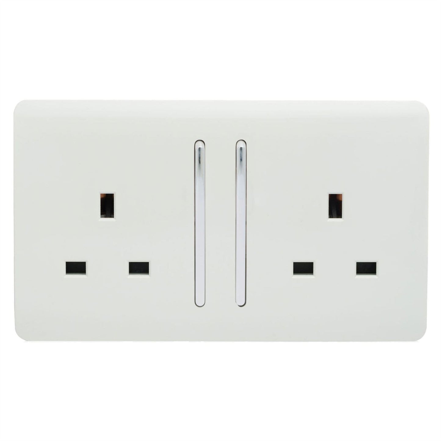 Trendi 2 Gang Artistic Modern 13 Amp Switched Plug Socket White ART-SKT213LWH