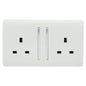Trendi 2 Gang Artistic Modern 13 Amp Switched Plug Socket White ART-SKT213LWH