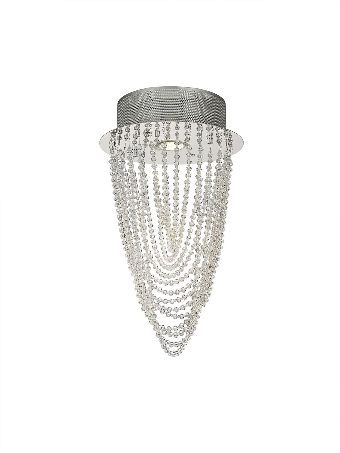 Diyas Camilla 25cm  Round 1 Light GU10 Polished Chrome/Crystal Ceiling Light Fitting