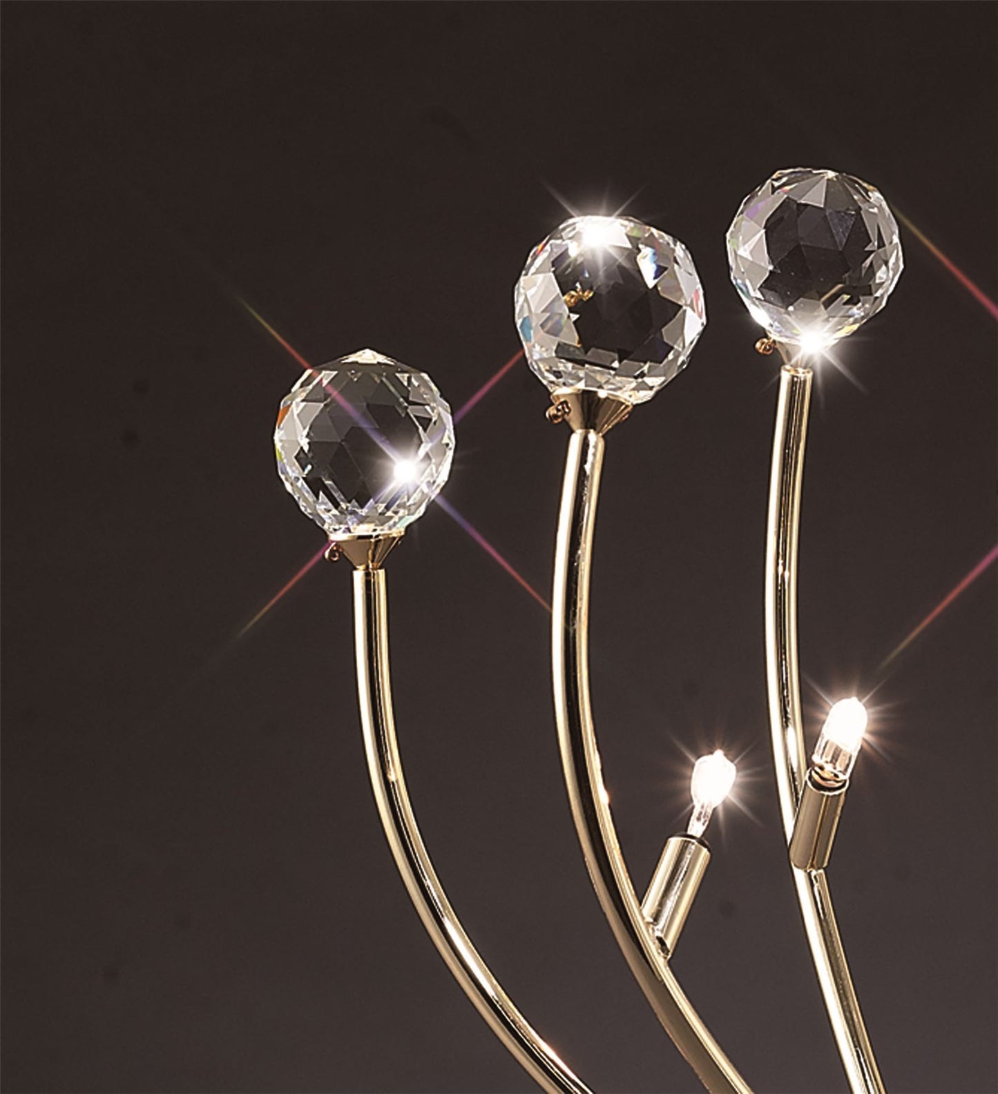 Diyas Xeena Crystal Table Lamp 3 Light G4 French Gold, NOT LED/CFL Compatible