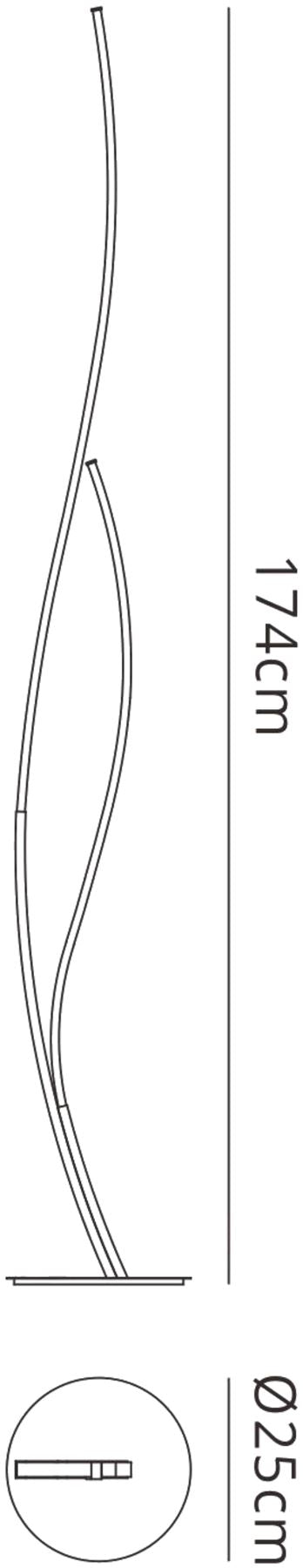 Mantra M6108 Corinto Floor Lamp 174cm, 30W LED, 3000K, 2400lm Dimmable, Silver Chrome, 3yrs Warranty