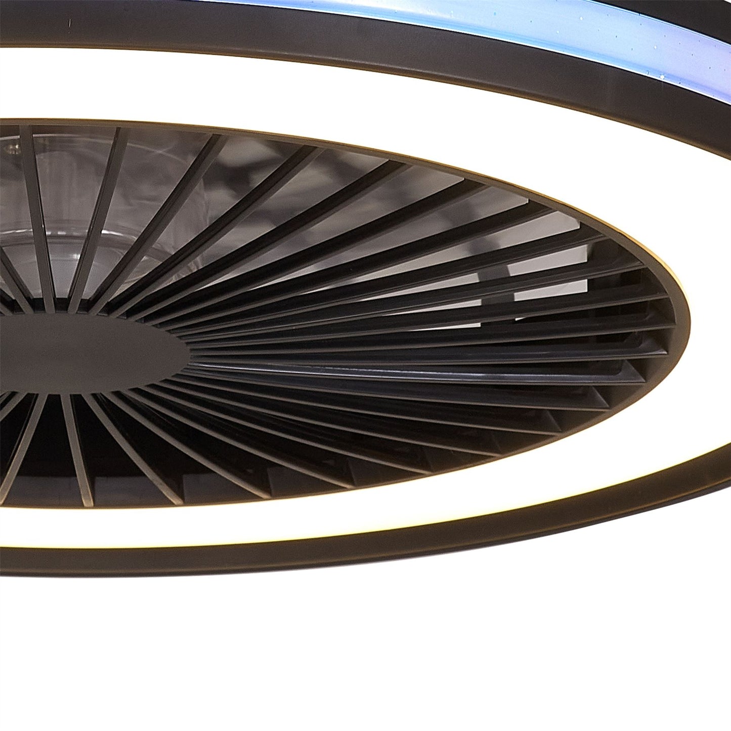 Gamer 53cm 60W LED Dimmable White/RGB Ceiling Light With Built-In 26W DC Reversible Fan, c/w Remote Control, 4200lm, Black