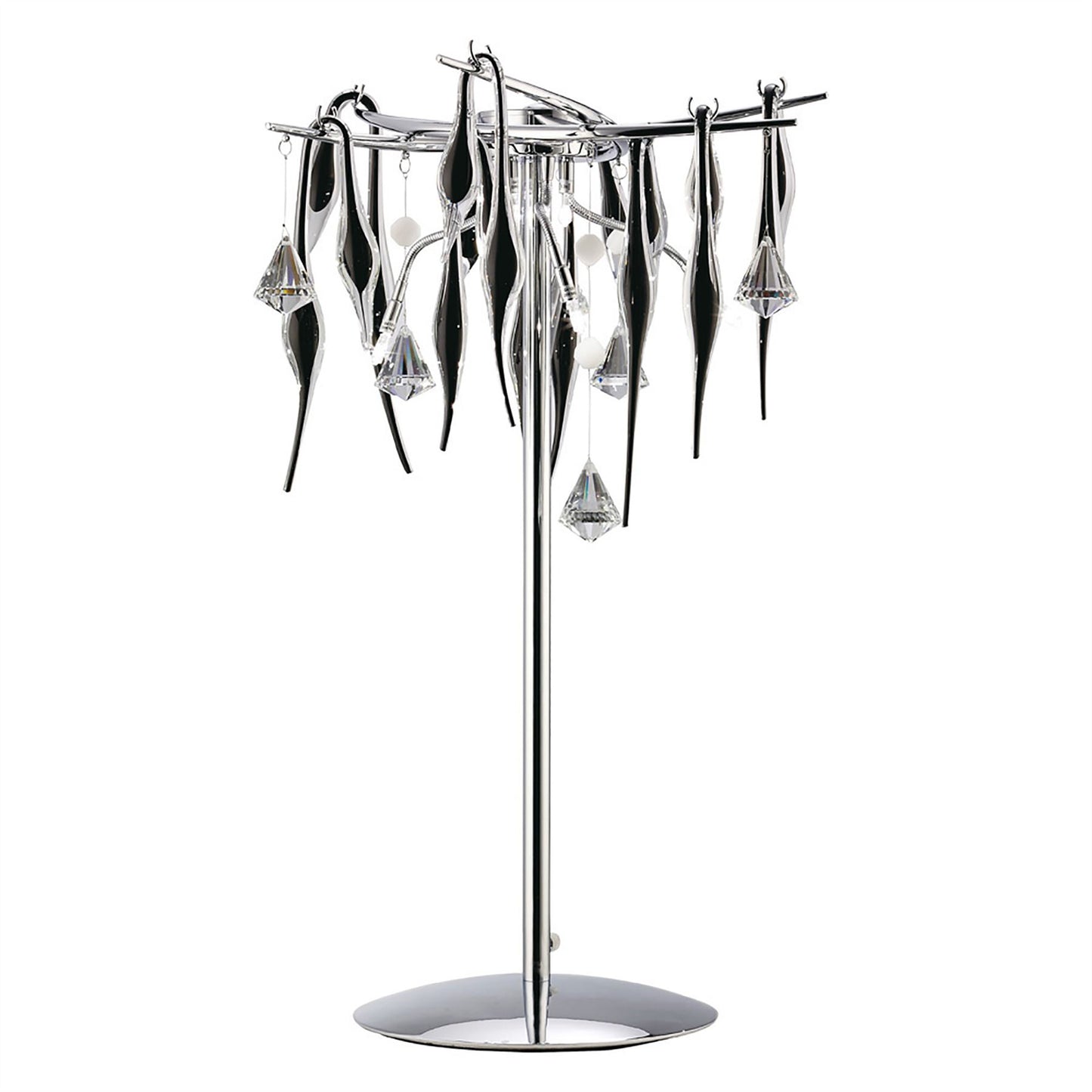 Diyas Cygnet Crystal Table Lamp 6 Light G4 Polished Chrome/Black Glass, NOT LED/CFL Compatible
