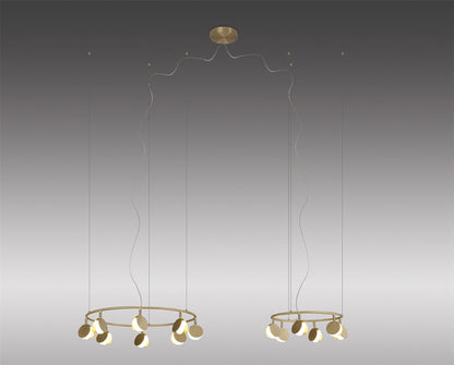 Mantra Shell 66cm 8+6 Light Pendant, Round, 70W LED, 3000K, 3710lm, Gold, 3yrs Warranty