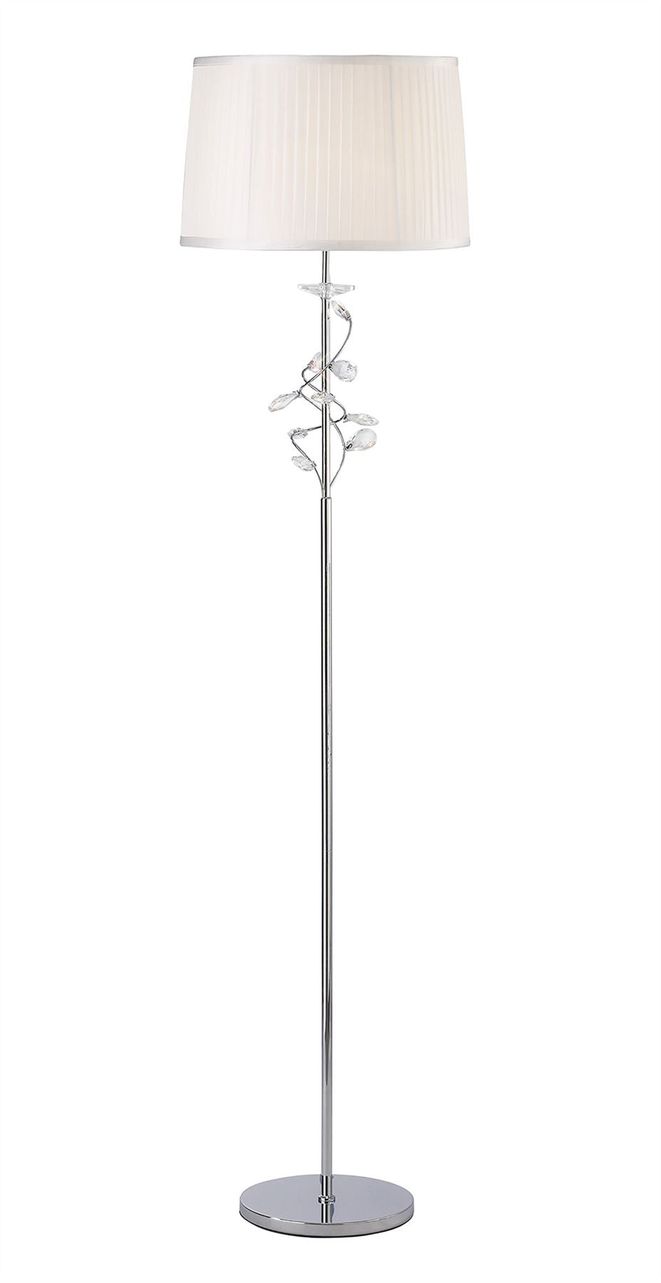 Diyas Willow Floor Lamp with White Shade 1 Light E27 Polished Chrome/Crystal
