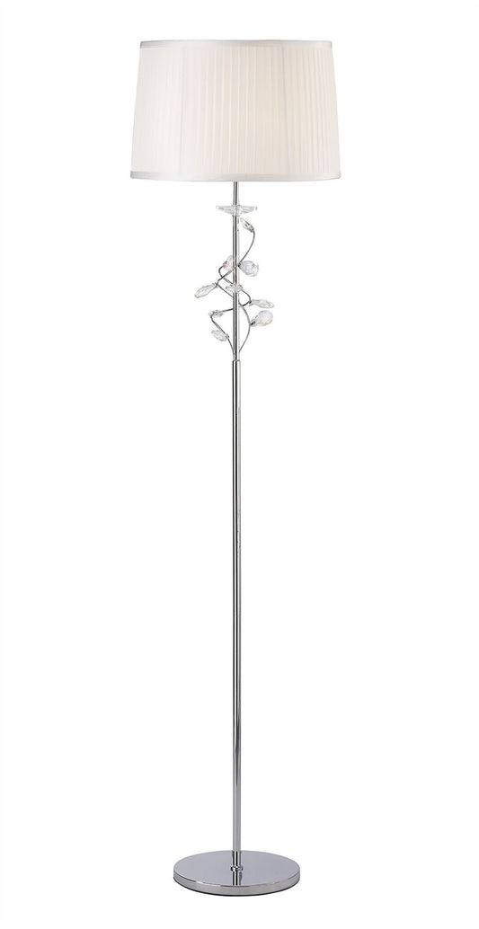 Diyas Willow Floor Lamp with White Shade 1 Light E27 Polished Chrome/Crystal