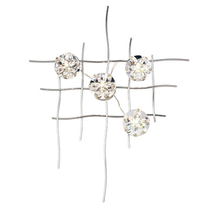 Diyas Home (DH) Aviance Illuminated Small Switched 4 Light G4 Wall Light Art Polished Chrome/Crystal, NOT LED/CFL Compatible