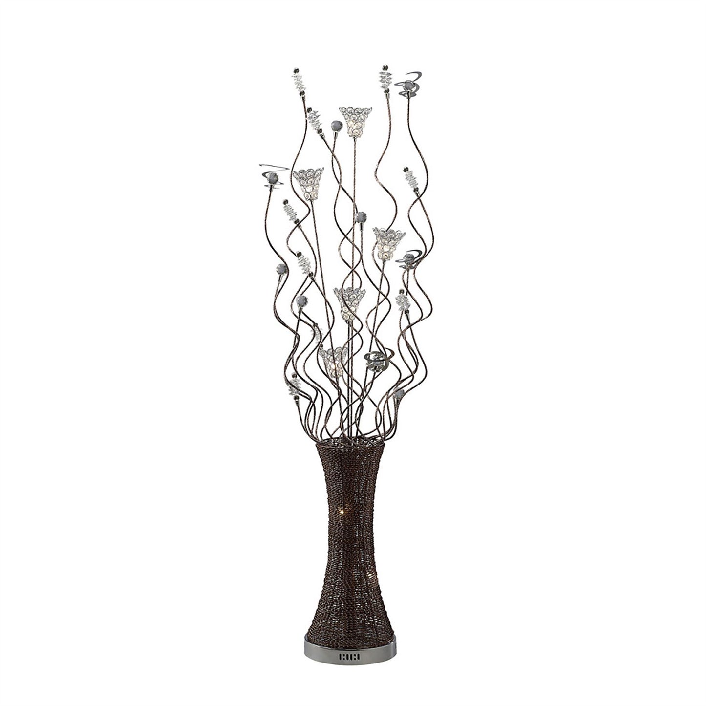 Diyas Home Kristal Aluminium (DH) Kristal Floor Lamp 7 Light G4 Polished Chrome/Coffee/Silver/Crystal, NOT LED/CFL Compatible