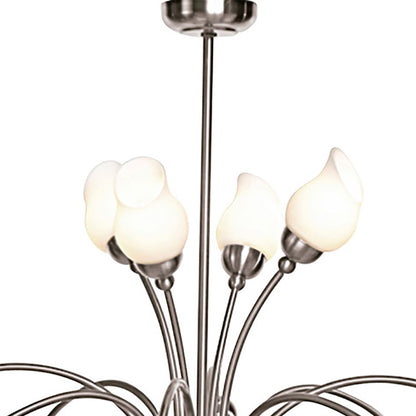 Diyas Rimini 69cm  12 Light G9 Satin Chrome/Opal Glass Ceiling Pendant Light Fitting