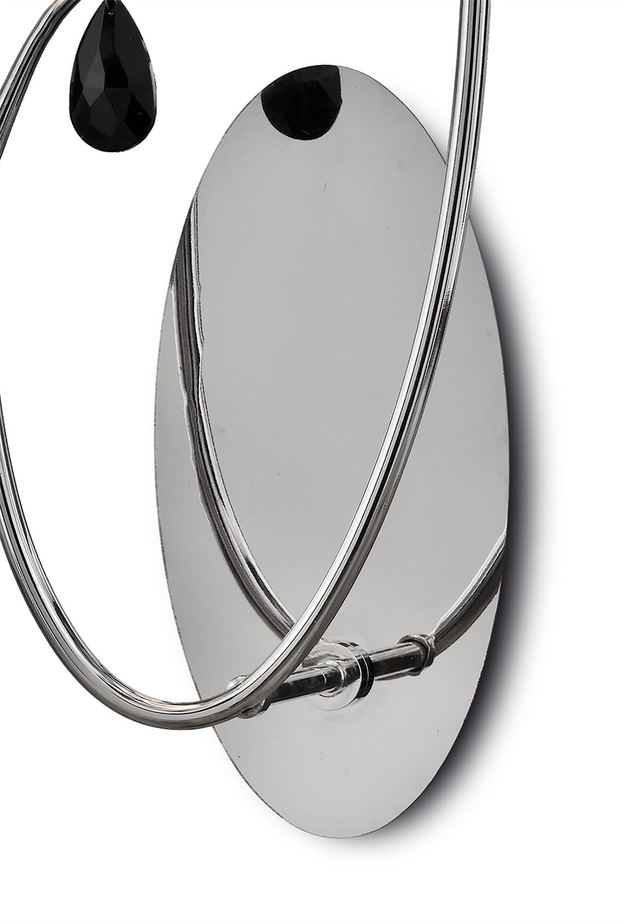 Mantra M6316 Andrea Wall Light, 2 x E14 (Max 20W), Polished Chrome, White Shades, Black Crystal Droplets