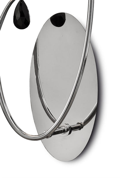 Mantra M6316 Andrea Wall Light, 2 x E14 (Max 20W), Polished Chrome, White Shades, Black Crystal Droplets